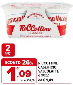 Iperal Riccottine caseificio valcolatte offerta
