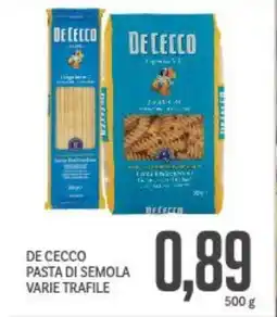 Supermercati Piccolo De cecco pasta di semola varie trafile offerta