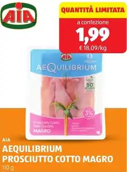 ALDI AIA Aequilibrium prosciutto cotto magro offerta