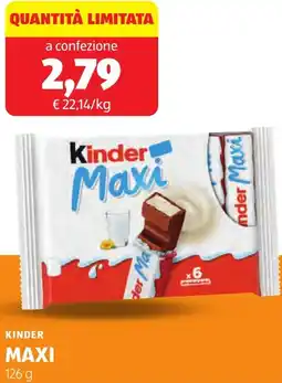 ALDI Kinder maxi offerta