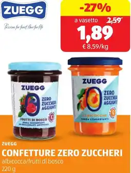 ALDI Zuegg confetture zero zuccheri offerta