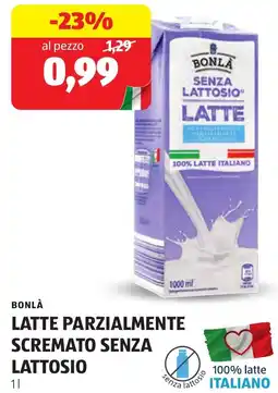 ALDI Bonlà latte parzialmente scremato senza lattosio offerta