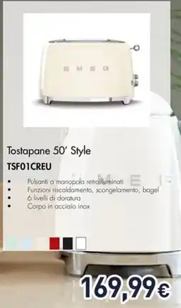 Unieuro SMEG Tostapane 50' Style TSF01CREU offerta