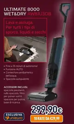Unieuro AEG ULTIMATE 8000 WET&DRY AW81U3DB offerta