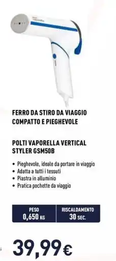 Unieuro POLTI ferro da stiro da viaggio compatto e pieghevole offerta