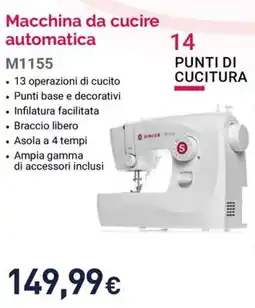 Unieuro SINGER Macchina da cucire automatica M1155 offerta