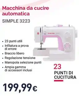 Unieuro SINGER Macchina da cucire automatica SIMPLE 3223 offerta