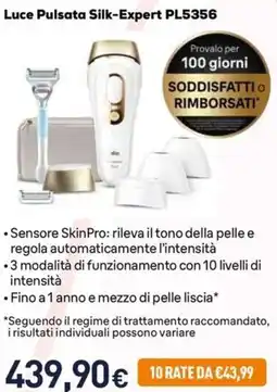 Unieuro BRAUN Luce Pulsata Silk-Expert PL5356 offerta
