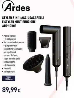 Unieuro Ardes STYLER 2 IN 1: ASCIUGACAPELLI E STYLER MULTIFUNZIONE ARPHON03 offerta