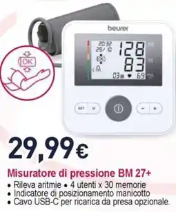 Unieuro beurer Misuratore di pressione BM 27+ offerta
