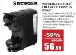 Happy Casa Dictrolux macchina da caffè 4 in 1 alice express 1450W offerta