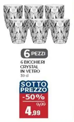 Happy Casa 6 bicchieri crystal in vetro offerta