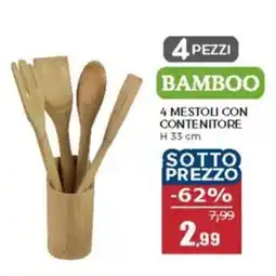 Happy Casa Bamboo 4 mestoli con contenitore H 33 cm offerta