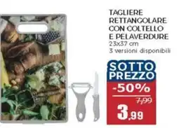 Happy Casa Tagliere rettangolare con coltello e pelaverdure offerta