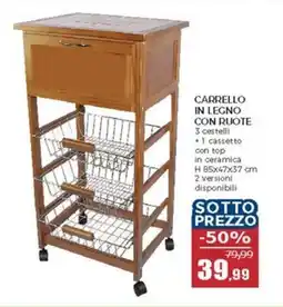 Happy Casa Carrello in legno con ruote offerta