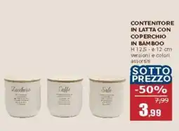 Happy Casa Contenitore in latta con coperchio in bamboo offerta