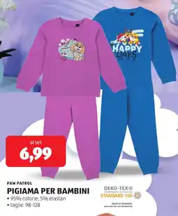 ALDI Paw patrol pigiama per bambini offerta