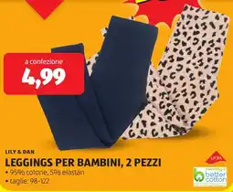 ALDI Lily & dan leggings per bambini, 2 pezzi offerta
