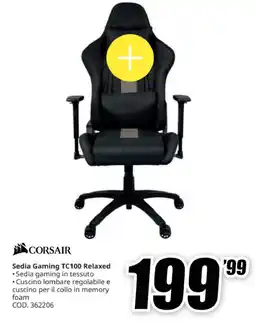 MediaWorld CORSAIR Sedia Gaming TC100 Relaxed offerta