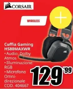 MediaWorld CORSAIR Cuffia Gaming HS80MAXWR offerta