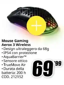 MediaWorld steelseries Mouse Gaming Aerox 3 Wireless offerta