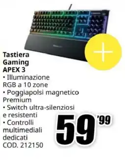 MediaWorld steelseries Tastiera Gaming APEX 3 offerta