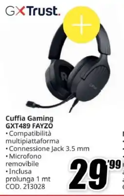 MediaWorld GXTrust Cuffia Gaming GXT489 FAYZO offerta