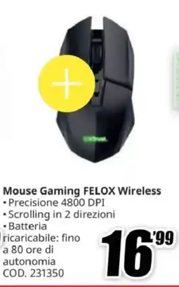 MediaWorld GXTrust Mouse Gaming FELOX Wireless offerta