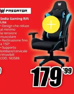 MediaWorld PREDATOR Sedia Gaming Rift Lite offerta