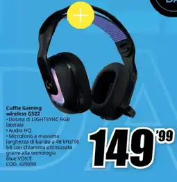MediaWorld logitech Cuffie Gaming wireless G522 offerta