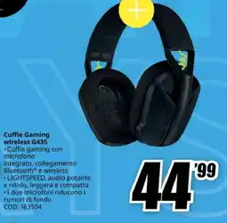 MediaWorld logitech Cuffie Gaming wireless G435 offerta
