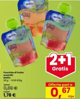 Interspar Pouchies di frutta assortiti Mellin offerta