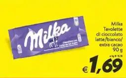 Iper Super Conveniente Milka Tavolette di cioccolato latte/bianco/ extra cacao offerta
