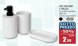Happy Casa Set bagno 3 pezzi in polipropilene offerta