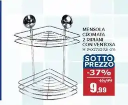 Happy Casa Mensola cromata 2 ripiani con ventosa H offerta