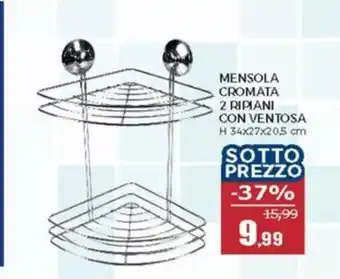 Happy Casa Mensola cromata 2 ripiani con ventosa H offerta