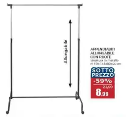 Happy Casa Appendiabiti allungabile con ruote offerta