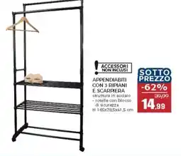 Happy Casa Appendiabiti con 3 ripiani e scarpiera offerta