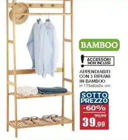 Happy Casa Appendiabiti con 3 ripiani in bamboo offerta