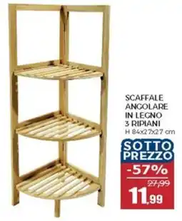Happy Casa Scaffale angolare in legno 3 ripiani offerta