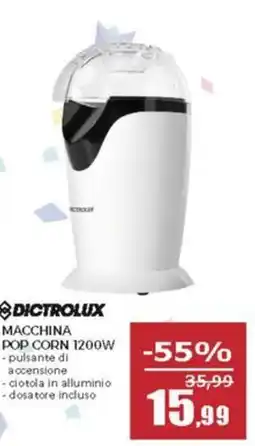 Happy Casa Dictrolux macchina pop corn 1200W offerta