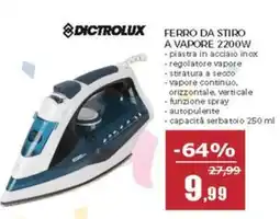 Happy Casa Dictrolux ferro da stiro a vapore 2200W offerta