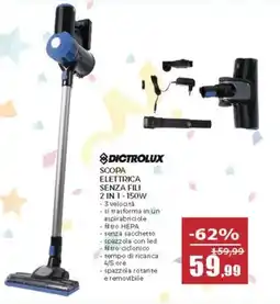 Happy Casa Dictrolux scopa elettrica senza fili 2 in 1 150W offerta