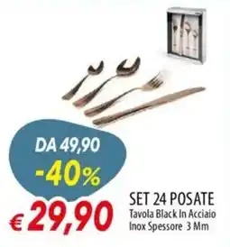 Galassia Set 24 posate tavola black in acciaio inox spessore offerta