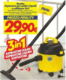 Iper Super Conveniente Kombo Aspiratore per solidi e liquidi e soffiatore 3in1 offerta