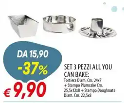 Galassia Set 3 pezzi all you can bake tortiera diam. stampo plumcake cm. 25,5x12x8+ stampo doughnuts diam. offerta