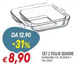Galassia Set 2 teglie quadre in vetro dim. offerta