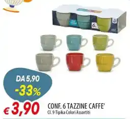 Galassia Conf. 6 tazzine caffe tipika colori assortiti offerta