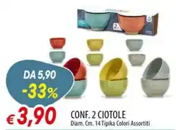 Galassia Conf. 2 ciotole diam. tipika colori assortiti offerta