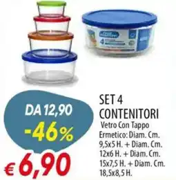 Galassia Set 4 contenitori Vetro Con Tappo Ermetico: Diam. offerta
